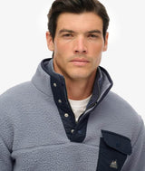 Superdry Mens Fuji Fleece Half Zip Washed Denim Blue Northern Ireland