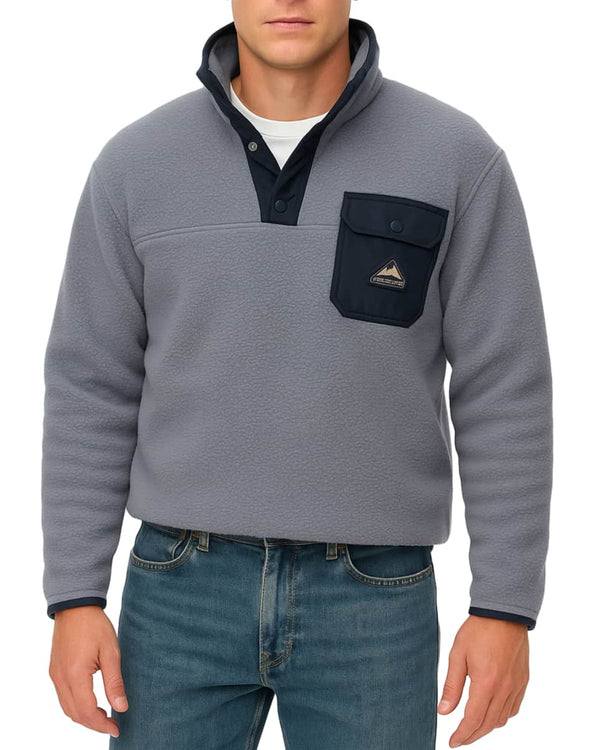 Superdry Mens Fuji Fleece Half Zip Washed Denim Blue Northern Ireland