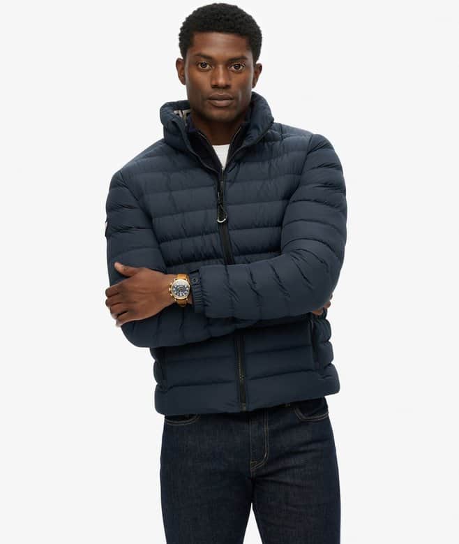 Superdry Mens Fuji Print Padded Jacket Eclipse Navy Northern Ireland