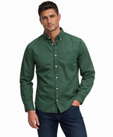 Superdry Mens Garment Dyed Long Sleeve Shirt Tumbled Green Northern