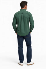 Superdry Mens Garment Dyed Long Sleeve Shirt Tumbled Green Northern