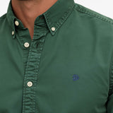 Superdry Mens Garment Dyed Long Sleeve Shirt Tumbled Green Northern