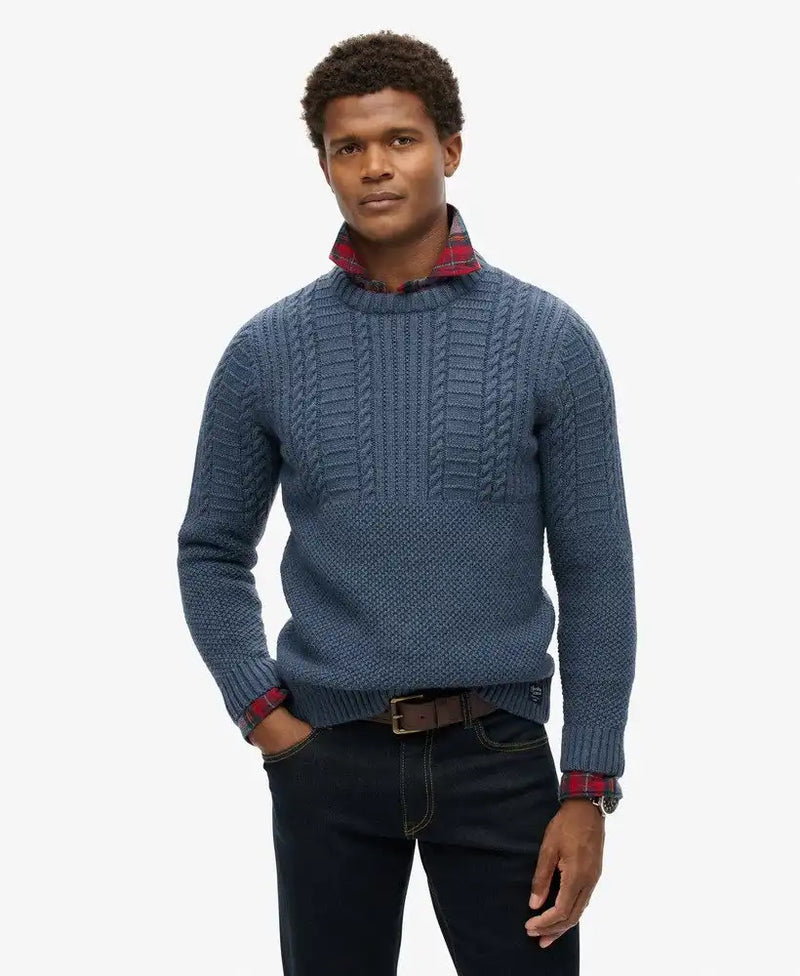 Mens wool cable knit jumper best sale