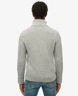 Superdry Mens Jacob Henley Cable Knit Jumper Mid Grey Northern