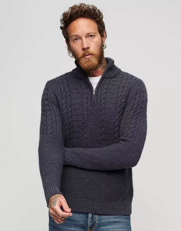 Superdry Mens Jacob Henley Jumper M6110527A Indigo Northern Ireland