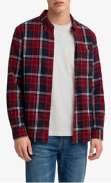 Superdry Mens Long Sleeve Cotton Lumberjack Shirt Navy/Red Northern