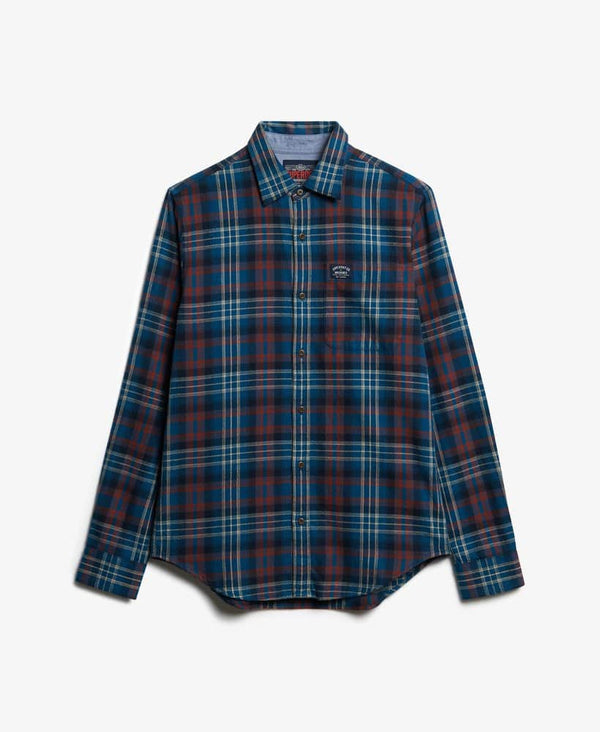 Superdry Mens LS Cottobn Lumberjack Shirt Logger Check Blue Northern