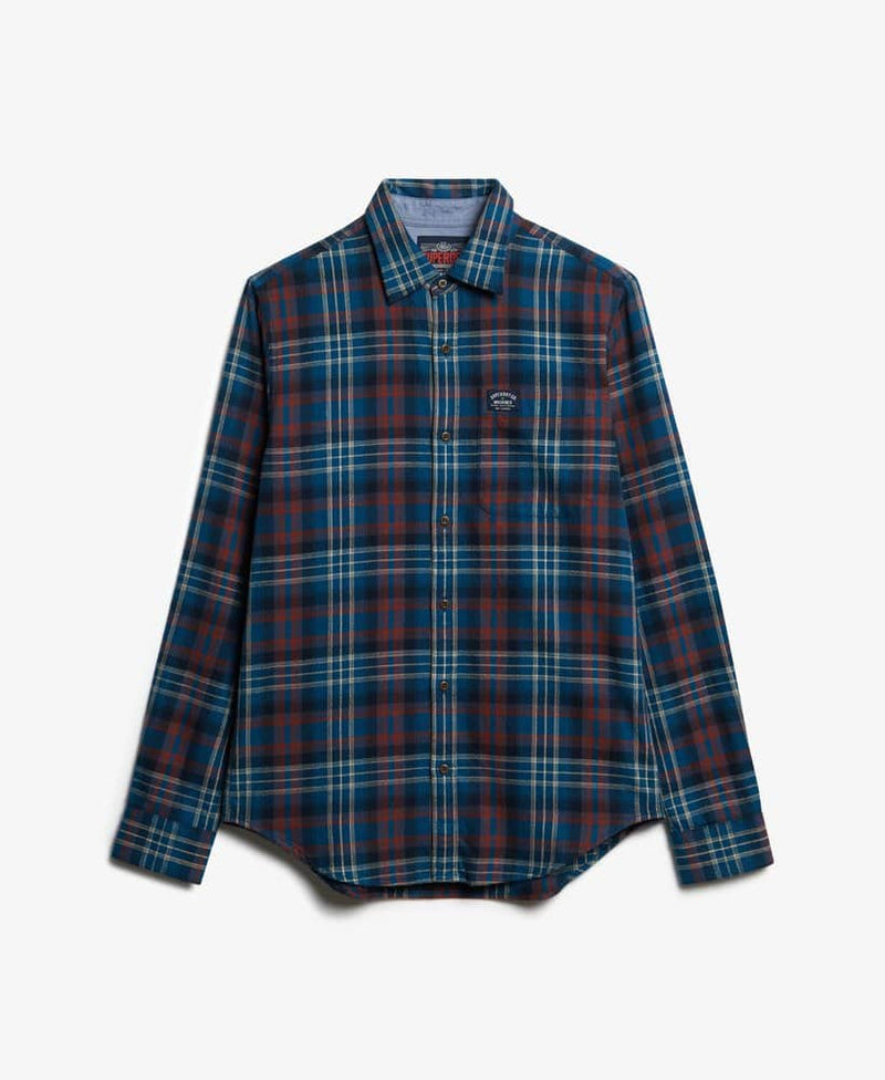 Superdry Mens LS Cottobn Lumberjack Shirt Logger Check Blue Northern
