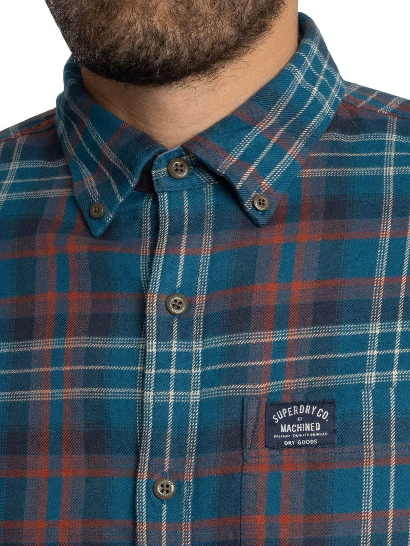 Superdry Mens LS Cottobn Lumberjack Shirt Logger Check Blue Northern