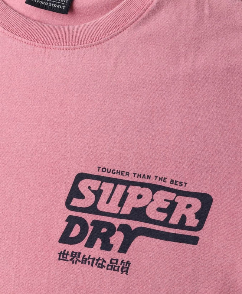 Superdry Mens Mesa Trade Tools Loose Fit T-Shirt Rose Pink Northern