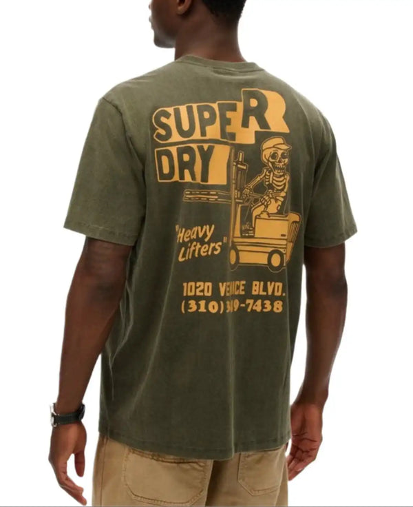 Superdry Mens Mesa Trade Tools Loose Fit T-Shirt Surplus Goods Olive