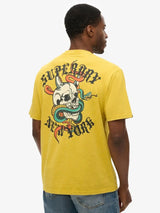 Superdry Mens Neo Trad Tattoo Loose T-Shirt Oil Yellow Northern