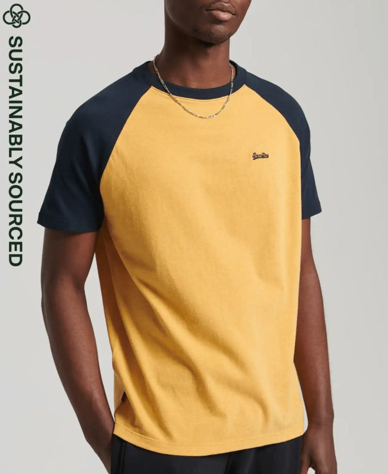 Superdry Organic Cotton Baseball T-Shirt Ochre Marl Eclipse Navy
