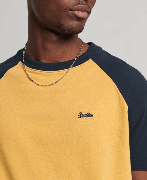 Superdry Organic Cotton Baseball T-Shirt Ochre Marl Eclipse Navy