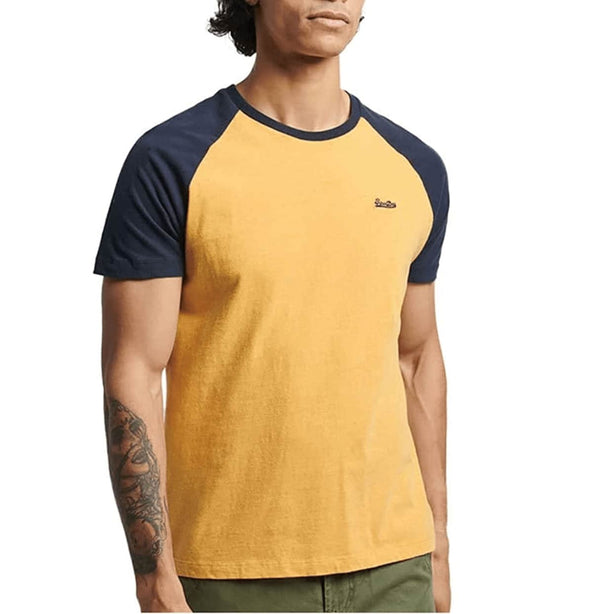 Superdry Organic Cotton Baseball T-Shirt Ochre Marl Eclipse Navy