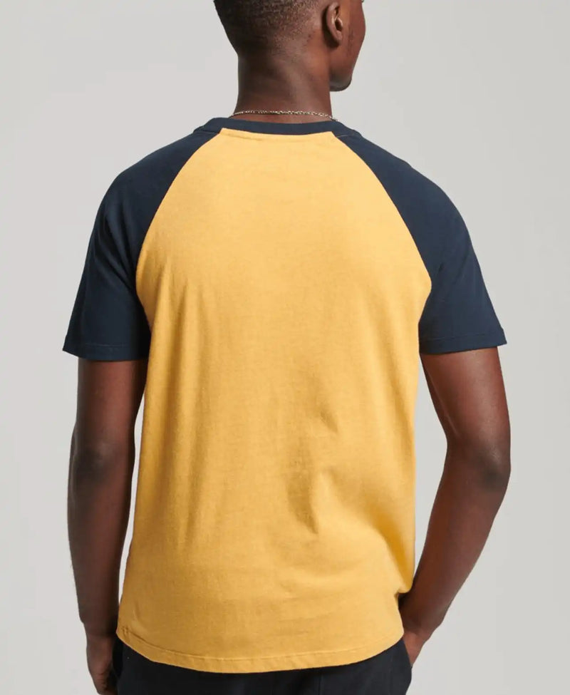 Superdry Organic Cotton Baseball T-Shirt Ochre Marl Eclipse Navy