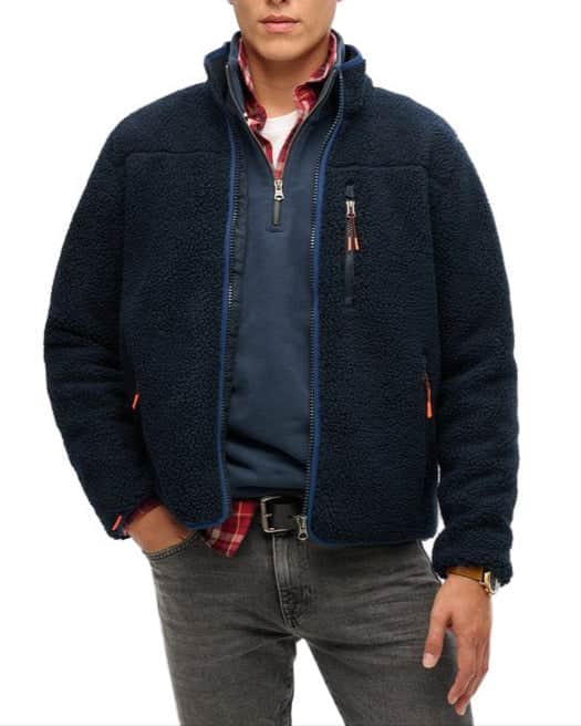 Superdry Mens Outdoor Full Zip Fleece Eclipse Navy Northern Ireland