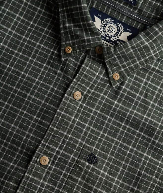 Superdry Mens Premium Check Oxford Shirt Ice Green Shadow Grit