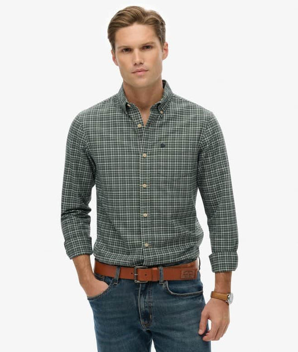 Superdry Mens Premium Check Oxford Shirt Ice Green Shadow Grit