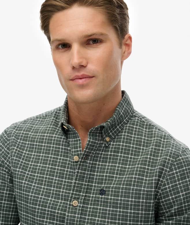 Superdry Mens Premium Check Oxford Shirt Ice Green Shadow Grit
