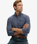 Superdry Mens Premium Check Oxford Shirt Lauren Navy Shadow Grit