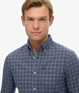 Superdry Mens Premium Check Oxford Shirt Lauren Navy Shadow Grit