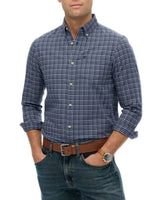 Superdry Mens Premium Check Oxford Shirt Lauren Navy Shadow Grit
