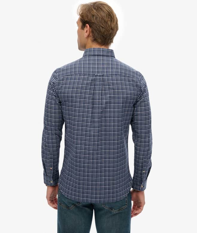 Superdry Mens Premium Check Oxford Shirt Lauren Navy Shadow Grit