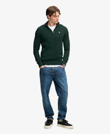 Superdry Mens Preppy Essential Cotton Half Zip Jumper Quad Green