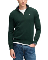 Superdry Mens Preppy Essential Cotton Half Zip Jumper Quad Green