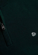 Superdry Mens Preppy Essential Cotton Half Zip Jumper Quad Green
