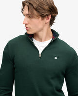 Superdry Mens Preppy Essential Cotton Half Zip Jumper Quad Green
