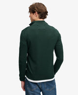 Superdry Mens Preppy Essential Cotton Half Zip Jumper Quad Green