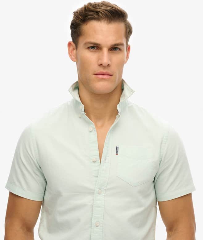 Superdry Mens Short Sleeve Oxford Shirt Light Green Northern Ireland