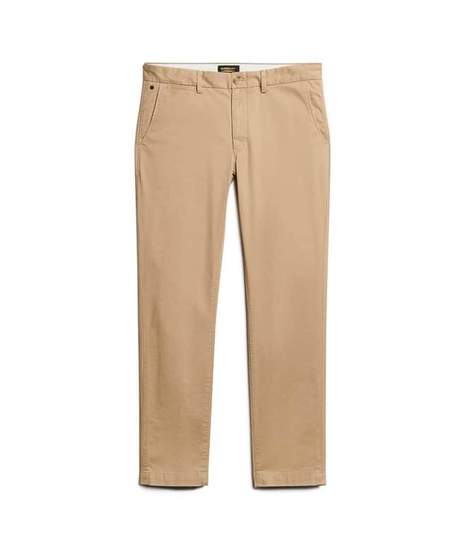 Superdry Mens Slim Tapered Stretch Chino Trousers Shaker Beige