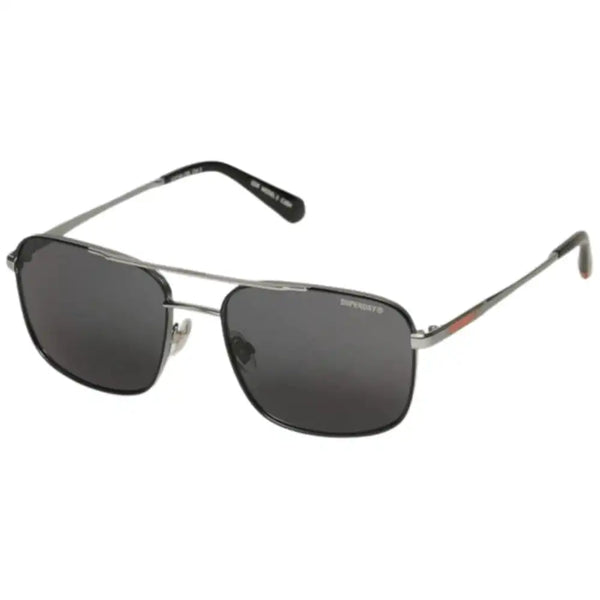 Superdry Mens Square Metal Aviator Sunglasses Black/Smoke Lens