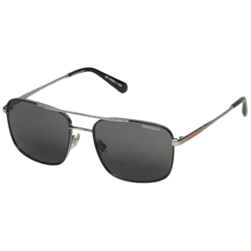 Superdry Mens Square Metal Aviator Sunglasses Black/Smoke Lens