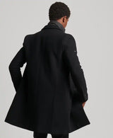 Superdry Mens Studios Wool Padded Town Overcoat Black Northern Ireland