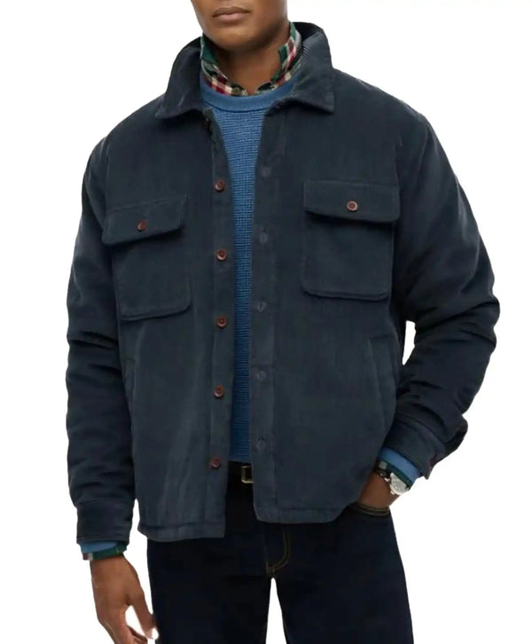 Superdry Mens Surplus Cord Quilt Overshirt Eclipse Navy Northern