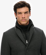 Superdry Mens Tailored 2 in 1 Town Coat Overcoat Dark Grey