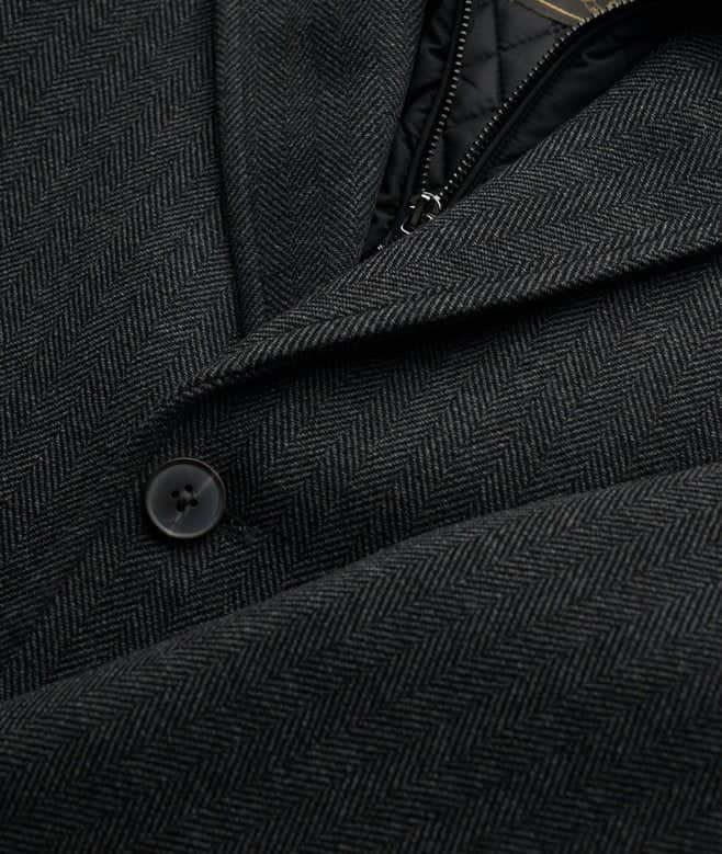 Superdry Mens Tailored 2 in 1 Town Coat Overcoat Dark Grey