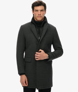 Superdry Mens Tailored 2 in 1 Town Coat Overcoat Dark Grey