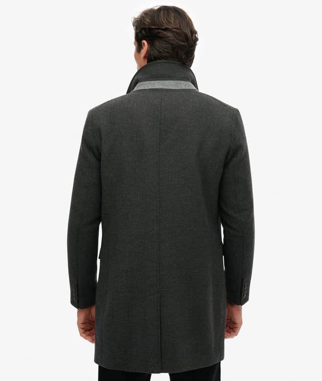 Superdry Mens Tailored 2 in 1 Town Coat Overcoat Dark Grey