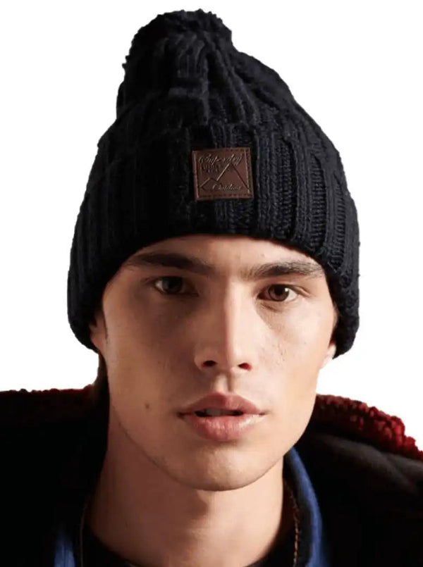 Superdry Trawler Cable Beanie Navy - Clothes Shoes & 
