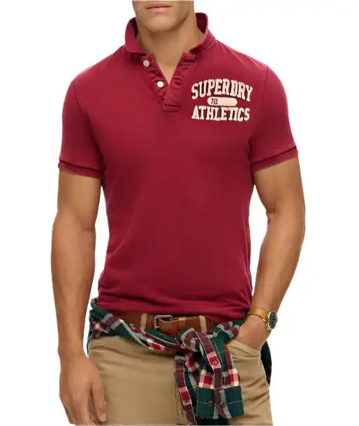Superdry Mens Vintage Athletic Polo Shirt Rich Burgundy Northern