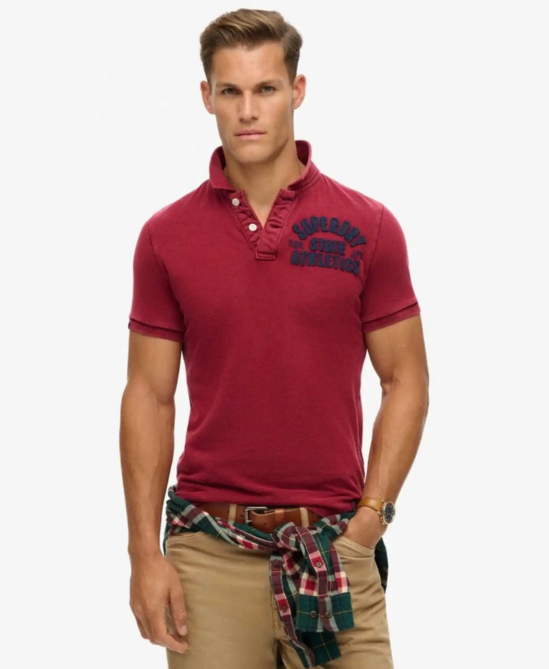 Superdry Mens Vintage Athletic Polo Shirt Rich Burgundy Northern