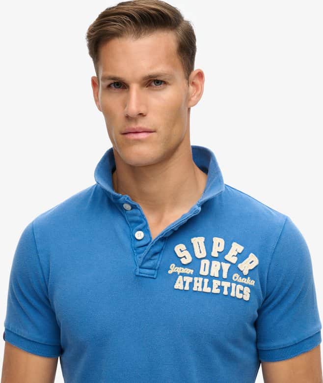 Superdry Mens Vintage Athletic Polo Shirt Voltage Blue Northern