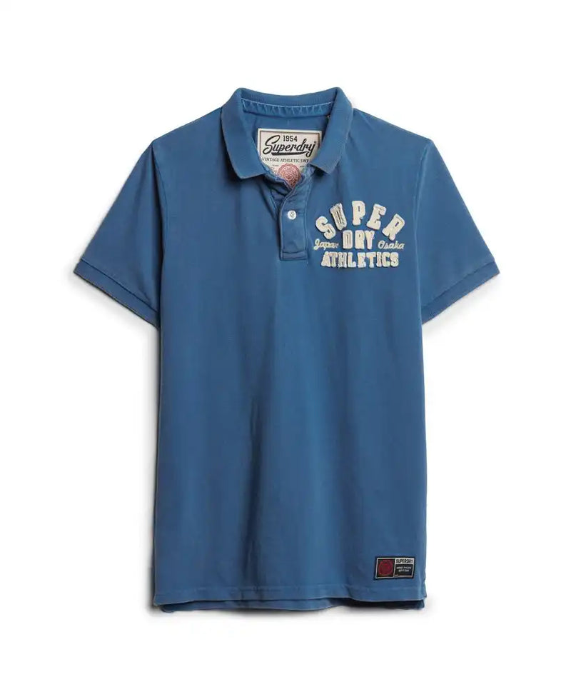 Superdry Mens Vintage Athletic Polo Shirt Voltage Blue Northern