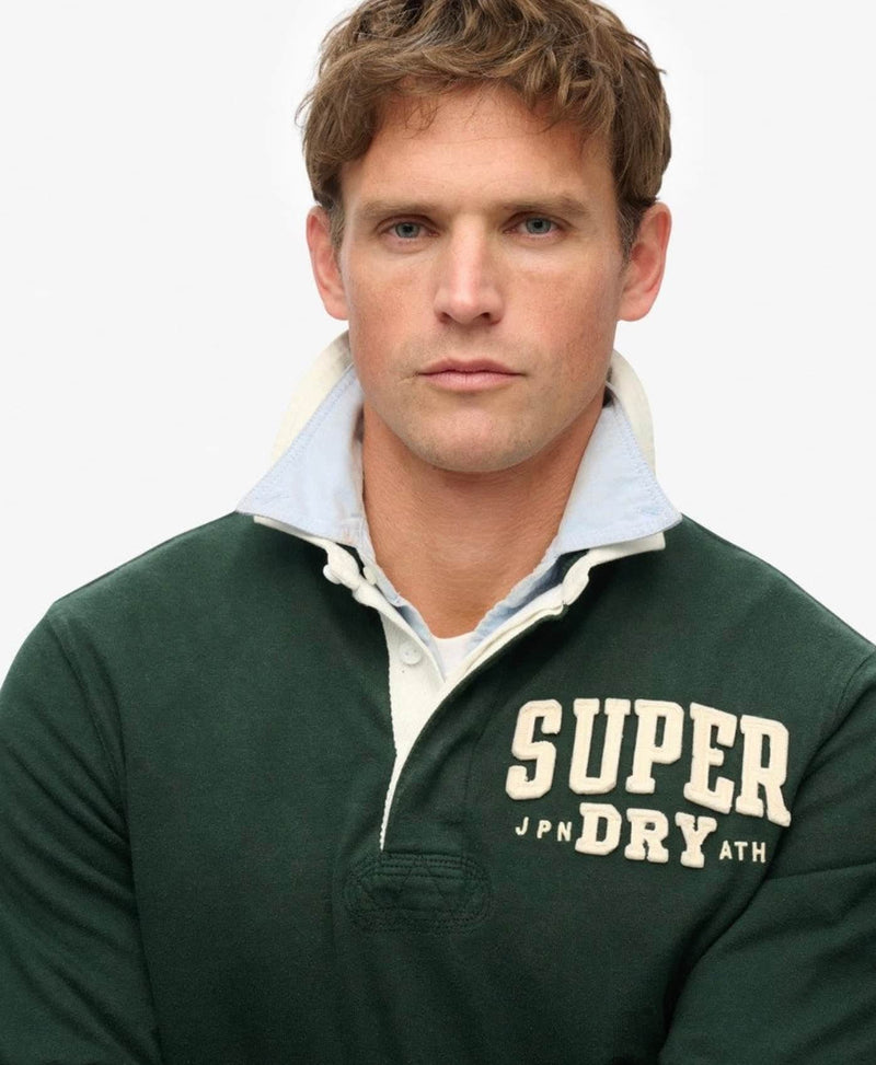 Superdry Mens Vintage Athletic Rugby Top Academy Green Northern