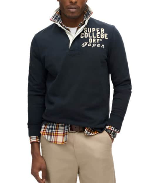 Superdry Mens Vintage Athletic Rugby Top Eclipse Navy Northern